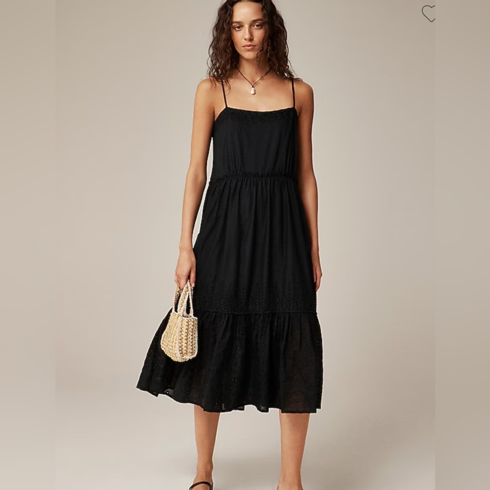 J.‎ Crew Sorrento Midi Dress Organic Cotton Black Size XXS